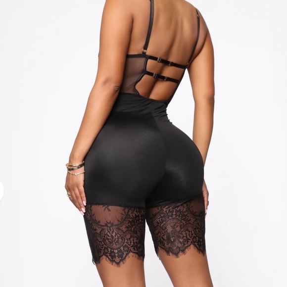 Fashion Nova ‘Baby Girl’ Black Biker Short Lingerie Romper - Picture 6 of 10